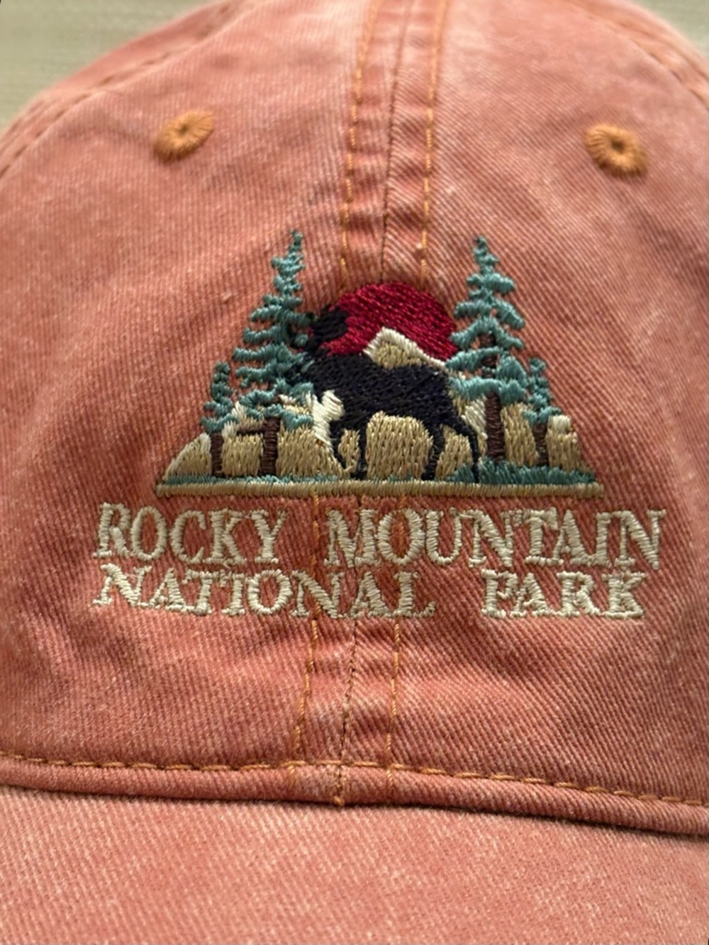 Rocky Mountain National Park Burnt Orange Cotton Washed/Embroidered Mountain Hat - Picture 3 of 9